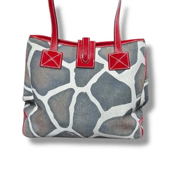 Dooney & Bourke Giraffe Print Leather Tote Purse w/ Matching Clutch & Key Case - Picture 4 of 11